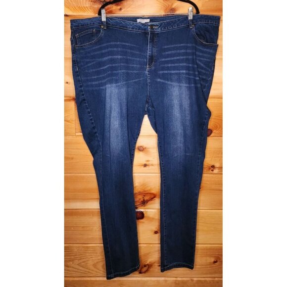 Woman Within High Rise Straight Stretch Blue Jeans Plus Size 30W Tall - Picture 4 of 12